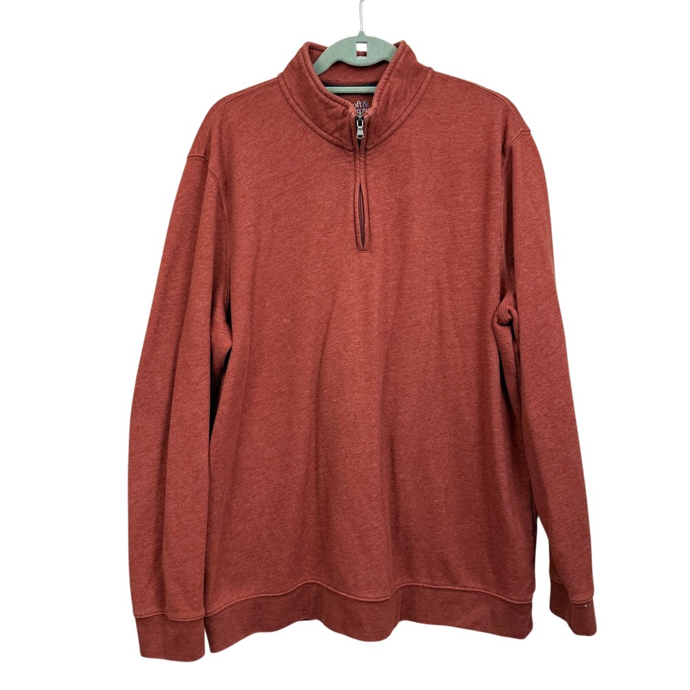 Croft & Barrow Men's XL Extra Soft Quarter Zip Pullover Sweater Rust Heathered